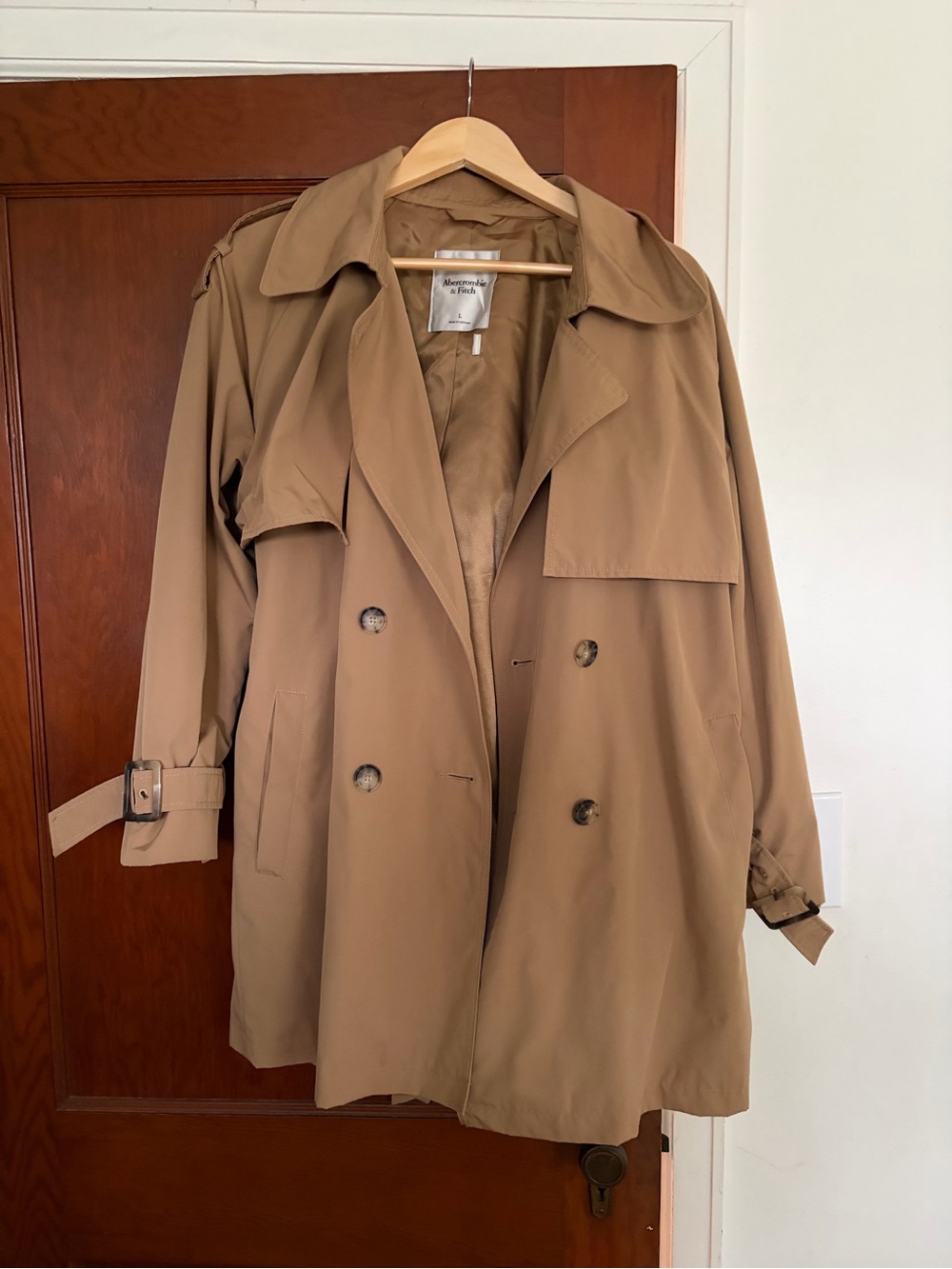 Abercrombie & Fitch Camel/Tan Double-Breasted Trench Coat